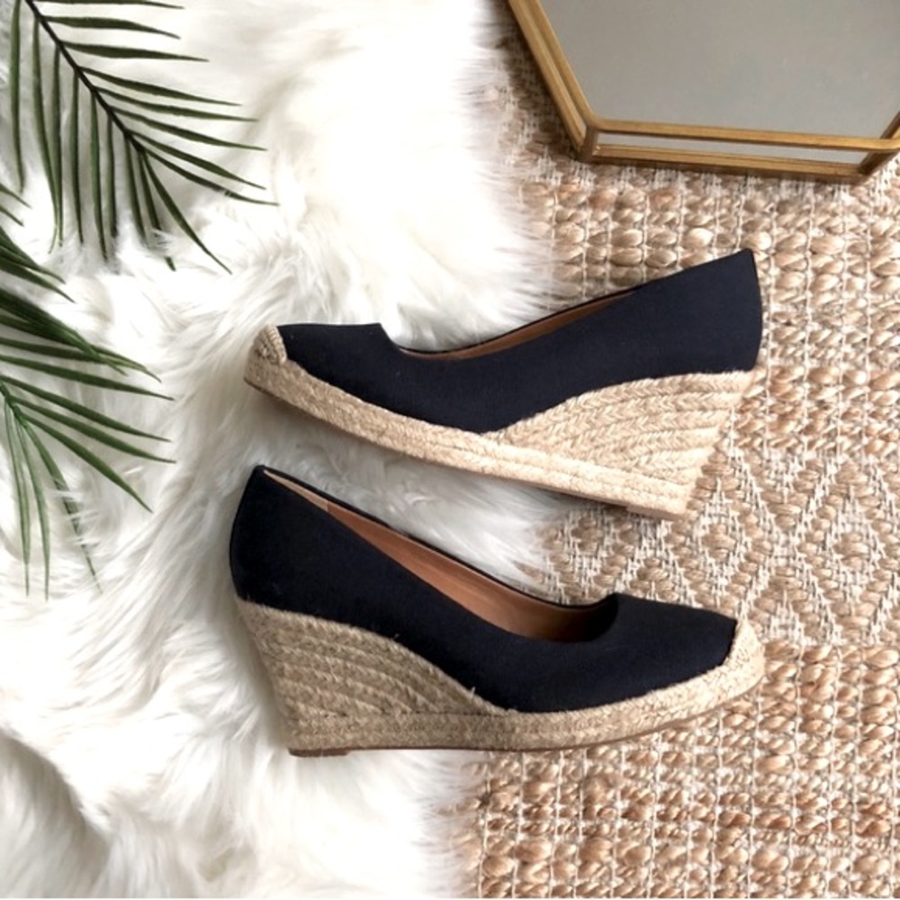 J. Crew Factory Black Espadrille Wedges